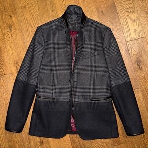 John Varvatos Star USA Luxe Edition Wool Color Block Sportcoat Leather Trim $598